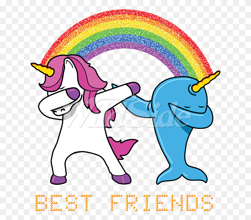 637x676 Best Friends Unicorn Amp Narwhal Cartoon, Leisure Activities, Crowd, Poster HD PNG Download