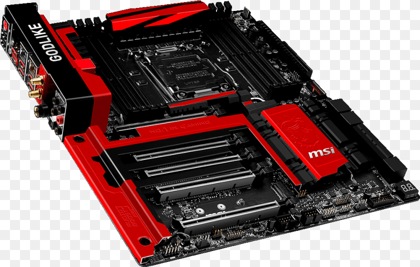 1001x636 Best Gaming Motherboard Msi X99a Godlike Gaming Extended Atx Motherboard, Computer Hardware, Electronics, Hardware Transparent PNG