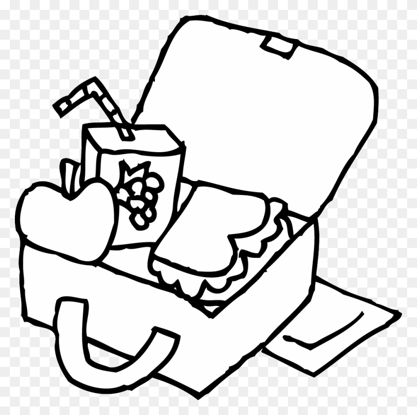 940x937 Best Lunch Box Clipart Lunchbox Clipart Black And White, Bag, Lawn Mower, Tool HD PNG Download