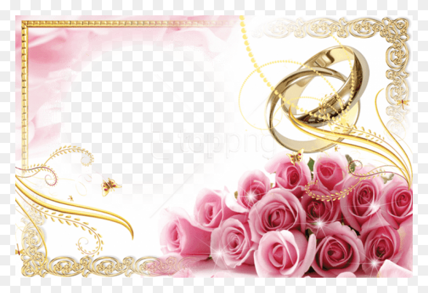 850x561 Best Stock Photos Transparent Wedding Frame With Rings Wedding Borders And Frames, Rose, Flower, Plant HD PNG Download