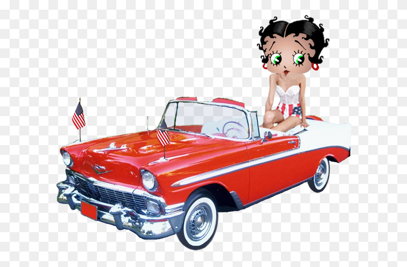 612x492 Betty Boop 1956 Chevrolet Bel Air Photo Betty Boop, Convertible, Car, Vehicle HD PNG Download