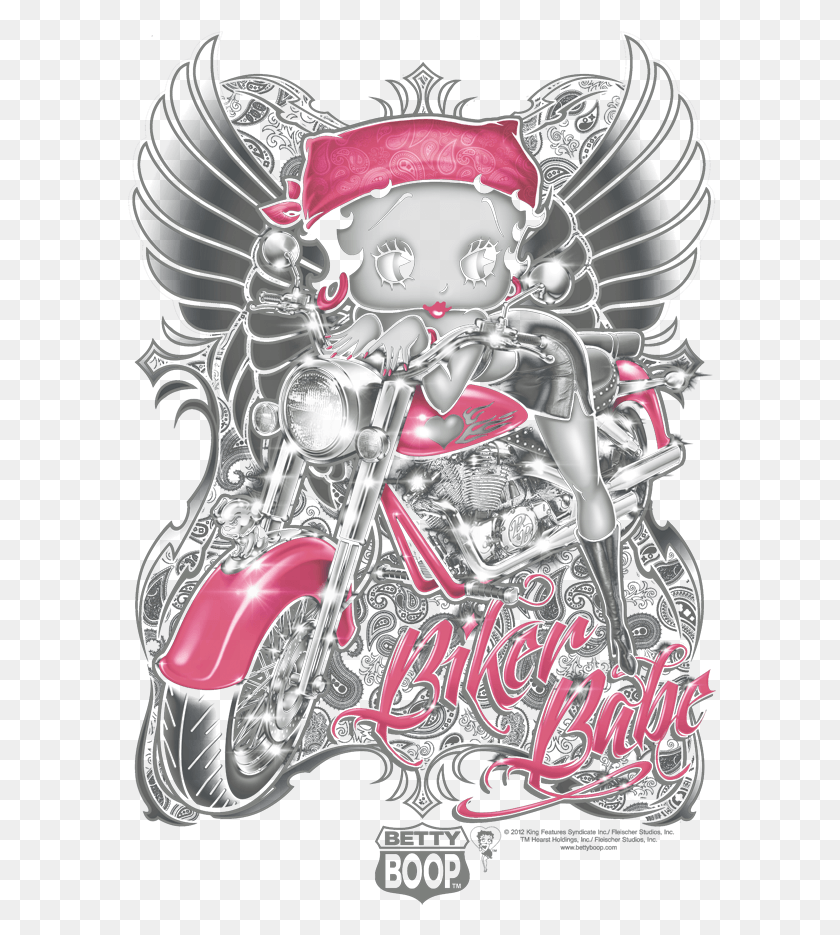 593x875 Descargar Png Betty Boop Biker Babe Juniors Premium T Shirt Betty Boop Biker Babe, Motocicleta, Vehículo, Transporte Hd Png