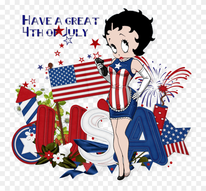 750x721 Betty Boop In Red White And Blue Made In Usa, Symbol, Flag, Person HD PNG Download
