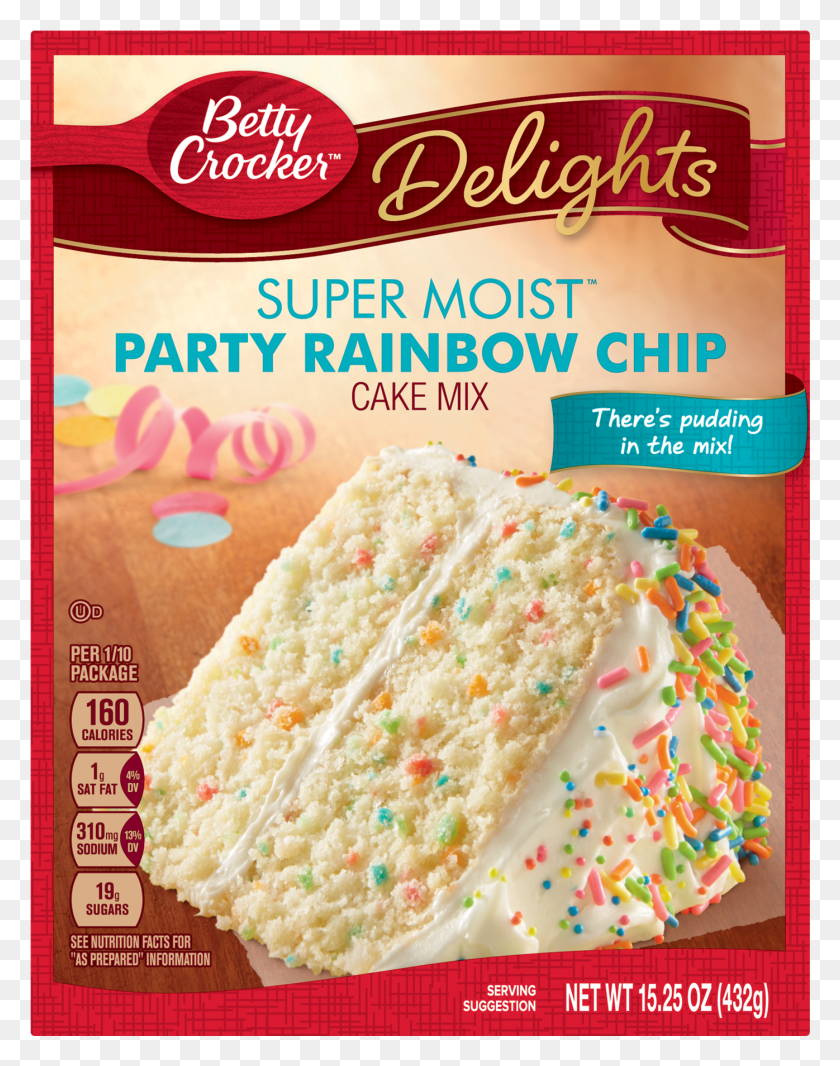 1396x1801 Descargar Png Betty Crocker Super Moist Delights Rainbow Chip, Pastel, Postre, Comida Hd Png