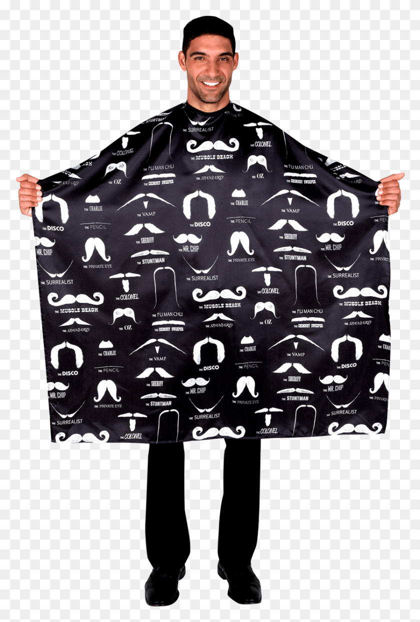 835x1269 Betty Dain Mustache Black Cape Mustache Barber Cape, Clothing, Apparel, Sleeve HD PNG Download