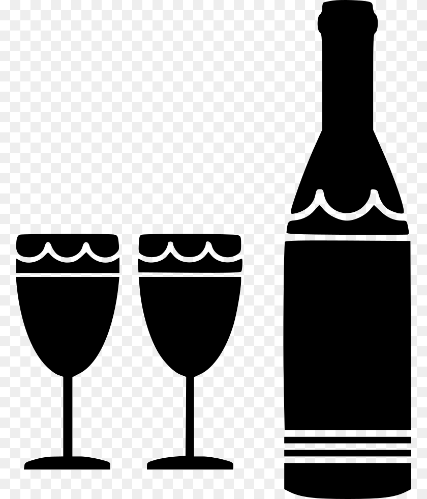 778x980 Beverage Bottle Drink Glass Goblet Wine Glass Bottle, Alcohol, Wine Bottle, Liquor, Stencil Clipart PNG
