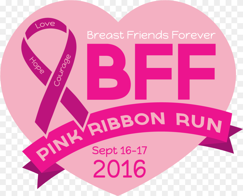 1519x1226 Bff Pink Ribbon Run Heart Full Size Seekpng Heart, Advertisement, Poster, Logo Transparent PNG