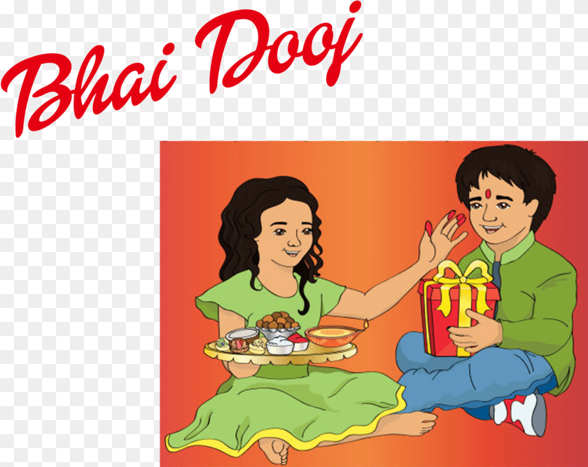 1265x1004 Bhai Dooj Download Bhai Dooj Drawing, Person, Baby, Adult, Meal Transparent PNG