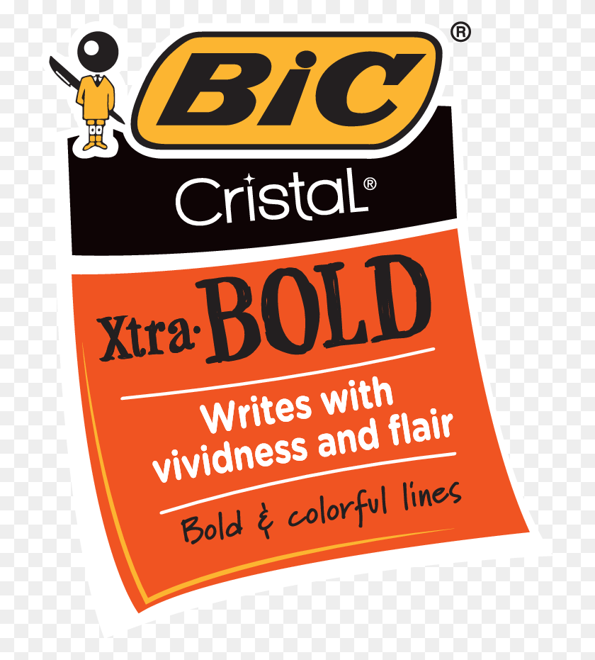 723x871 Bic Cristal Xtra Bold Logo Bic, Этикетка, Текст, Реклама Hd Png Скачать