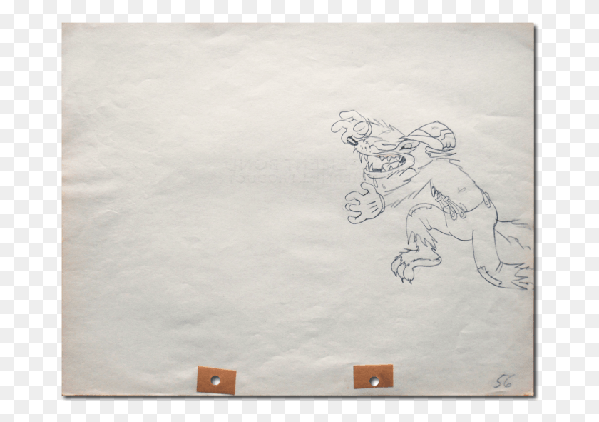 672x531 Большой Плохой Волк 1934 Студия Диснея Оригинальный Графитовый Эскиз, Бумага Hd Png Скачать