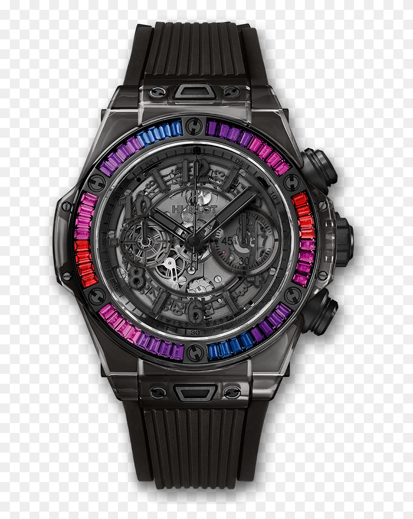 669x995 Big Bang Unico All Black Sapphire Galaxy Hublot Big Bang Sapphire Rainbow Replica, Wristwatch, Number, Symbol HD PNG Download