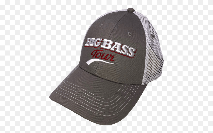 454x467 Big Bass Tour White And Gray Hat Baseball Cap, Clothing, Apparel, Cap HD PNG Download