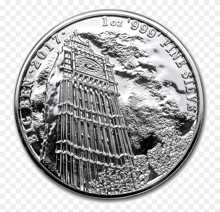 749x750 Big Ben 1oz Silver Coin Landmarks Of Britain, Nickel, Money, Clock Tower HD PNG Download
