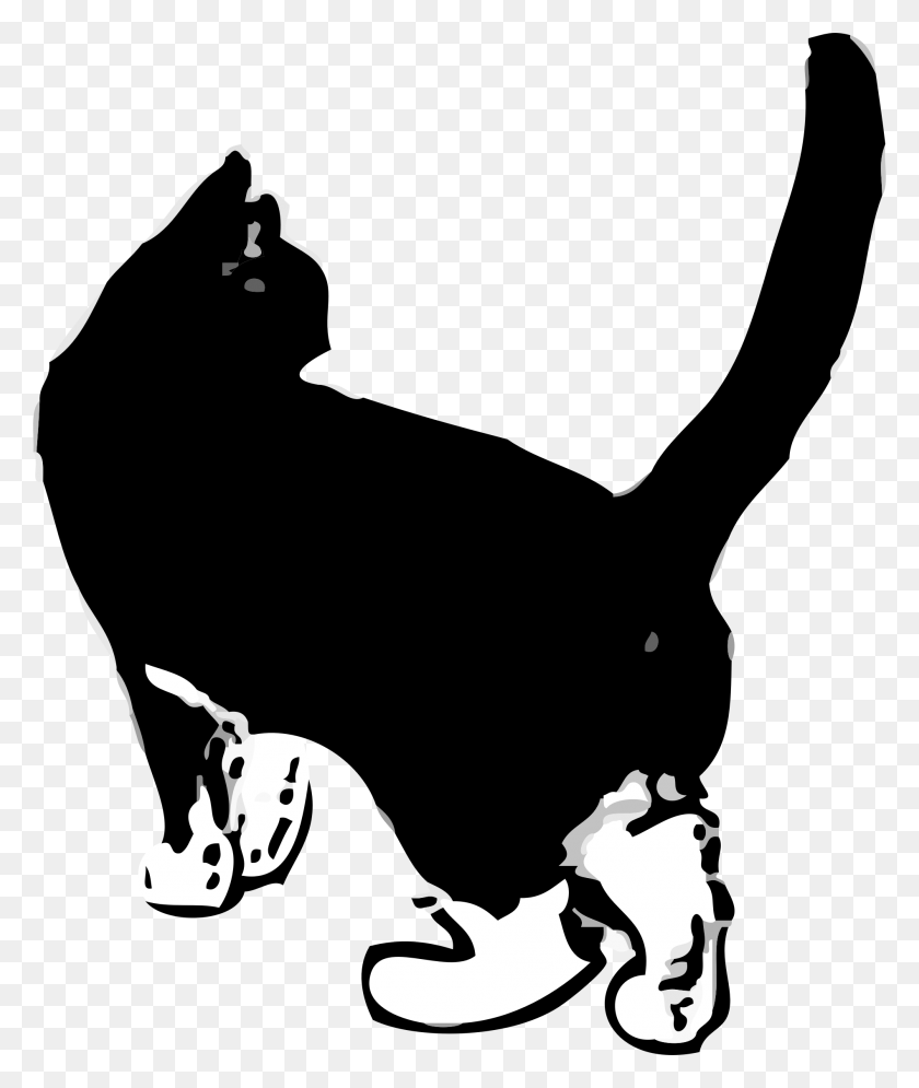 1896x2274 Big Image Animated Black Cat Transparent, Stencil, Animal HD PNG Download
