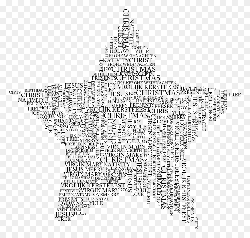 2344x2224 Big Image Christmas Star Word Cloud, Gray, World Of Warcraft HD PNG Download