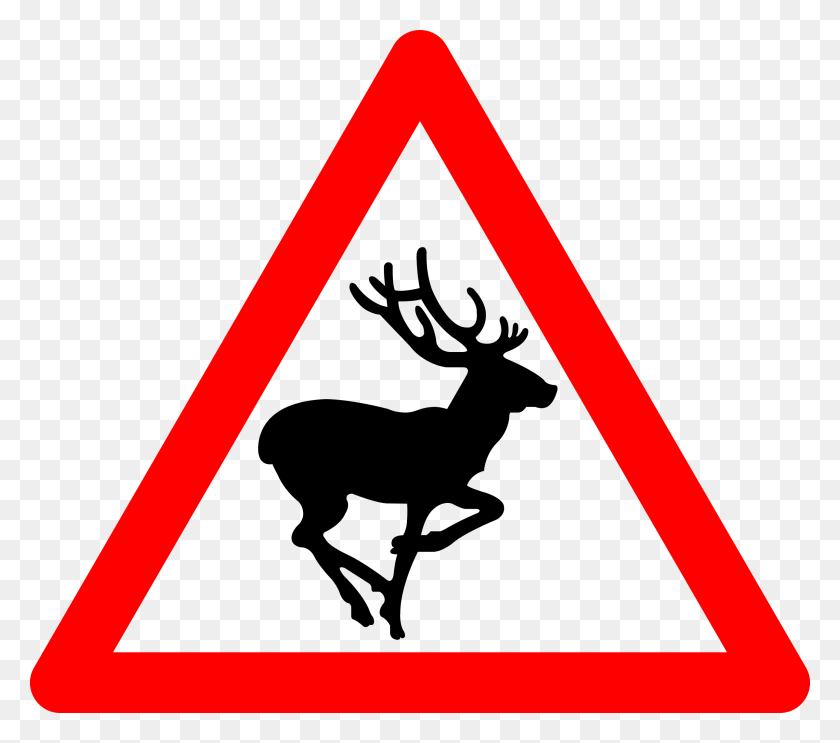 2400x2104 Big Image Deer In Road Sign, Triangle, Axe, Tool HD PNG Download