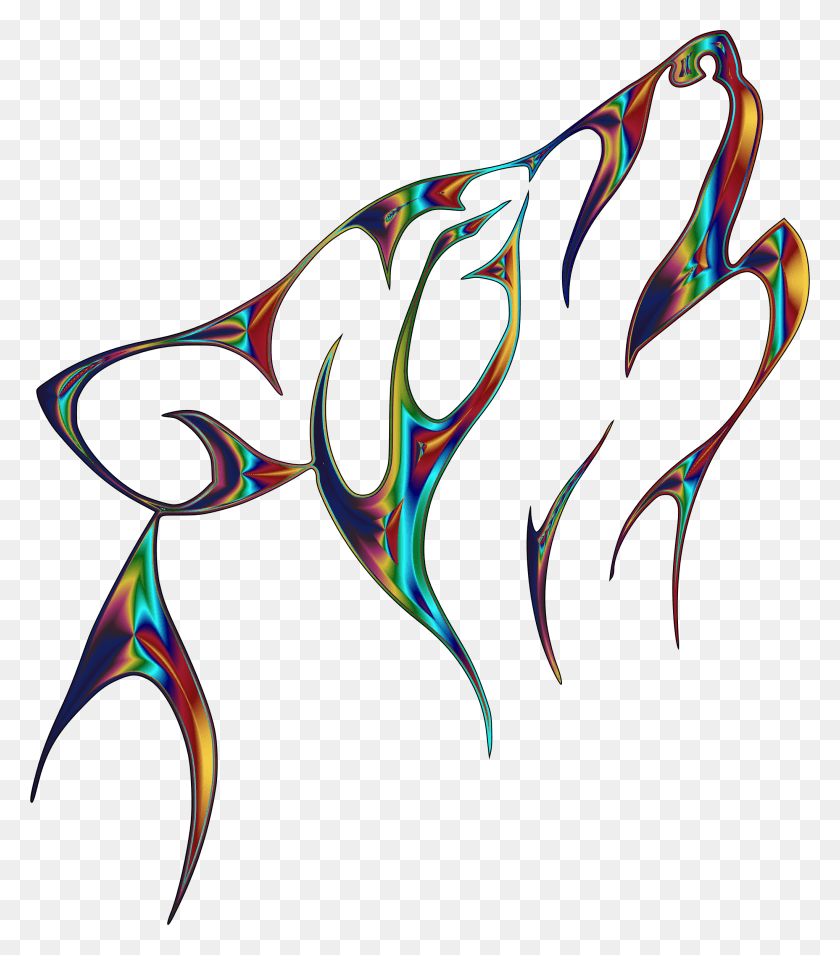 2044x2346 Big Image Easy Wolf Howling Drawing, Ornament, Pattern, Fractal HD PNG Download