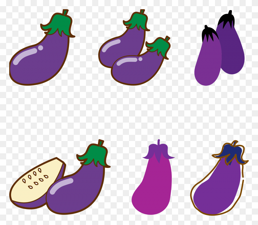 2400x2075 Big Image Eggplants Clipart, Plant, Vegetable, Food HD PNG Download