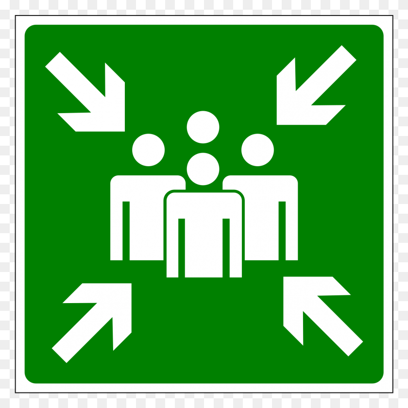 1618x1619 Big Image Emergency Assembly Point Sign, Green, Symbol, Recycling Symbol HD PNG Download