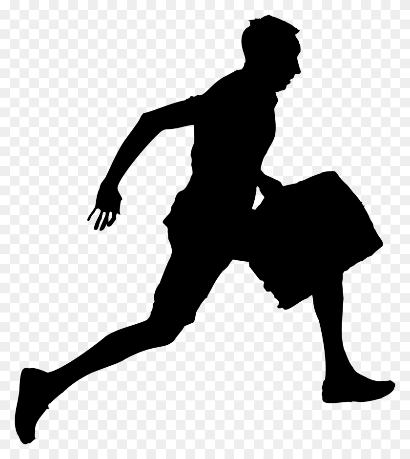 2058x2322 Big Image Free Running Man Silhouette Briefcase, Gray, World Of Warcraft HD PNG Download