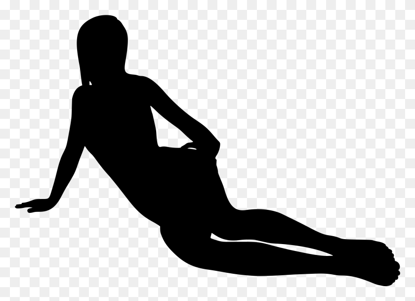 2400x1689 Большой Рисунок Девушки Лежащий Силуэт, Серый, Мир Варкрафта Hd Png Скачать