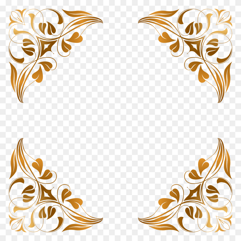 2372x2372 Big Image Gold Floral Border, Floral Design, Pattern, Graphics HD PNG Download