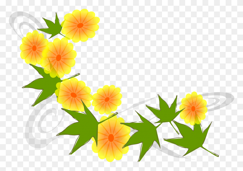 2229x1526 Большой Японский Цветок Желтый, Графика, Цветочный Дизайн Hd Png Скачать