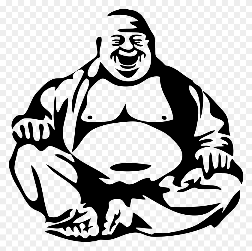 2400x2387 Большое Изображение Смеющегося Будды Черно-Белое, Серый, Мир Варкрафта Png Скачать