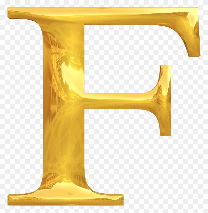 2324x2375 Big Image Letter F In Gold, Axe, Tool, Musical Instrument Descargar Hd Png