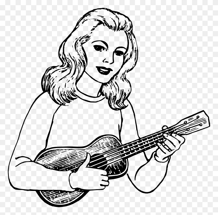 2400x2372 Big Image Ukulele Clipart Black And White, Gray, World Of Warcraft HD PNG Download