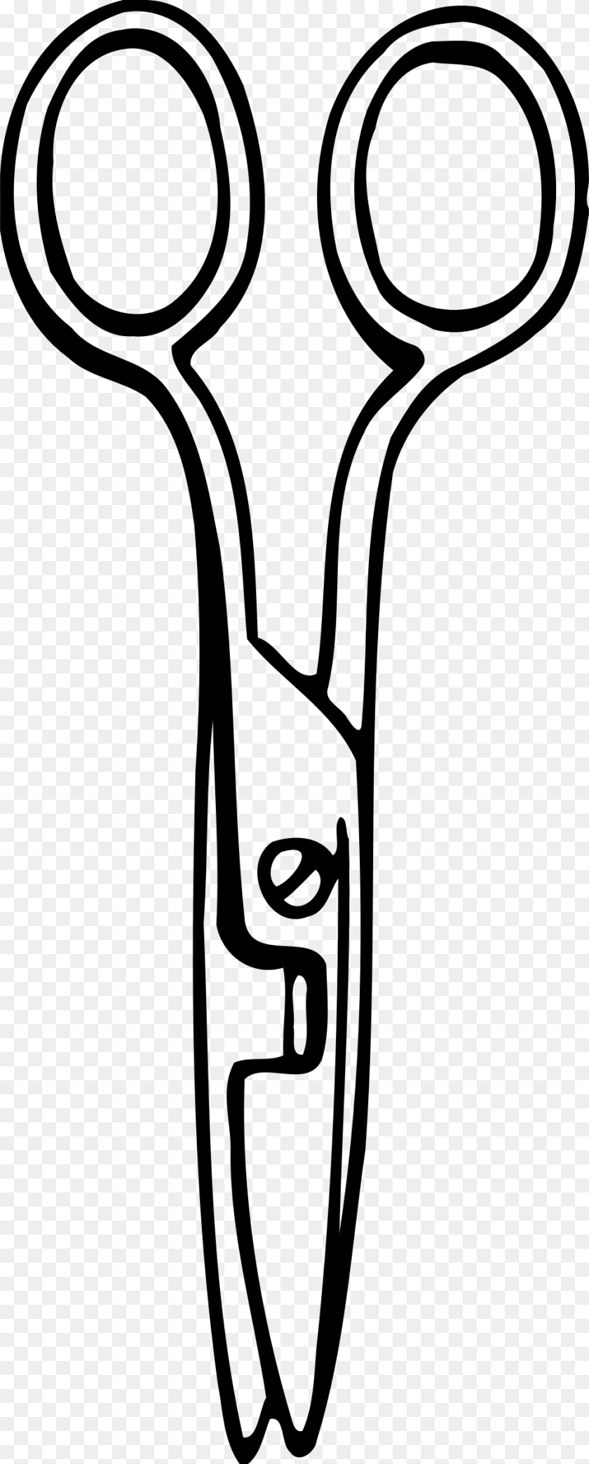 Big White Scissors Drawing, Gray Clipart PNG