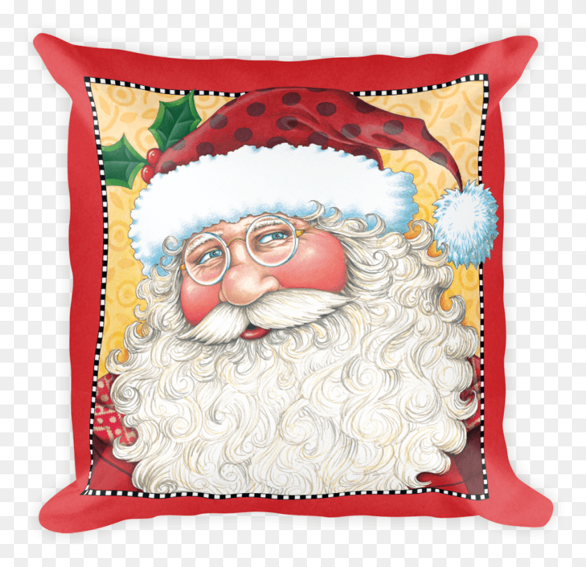 913x882 Big Santa Face Pillow Mary Engelbreit Christmas, Cushion, Glasses, Accessories HD PNG Download