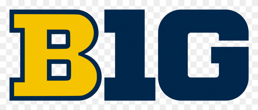 1264x483 Descargar Png Logotipo Big Ten En Michigan Colores Michigan Big Ten Logotipo, Número, Símbolo, Texto Hd Png