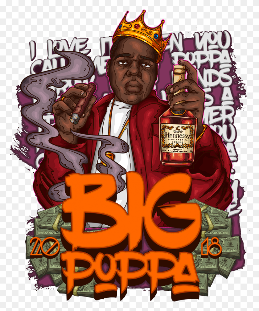 824x1003 Bigpoppa Notoriousbig Biggiesmalls Cartoon 2018 Biggie Smalls Red Poster, Person, Human, Text HD PNG Download