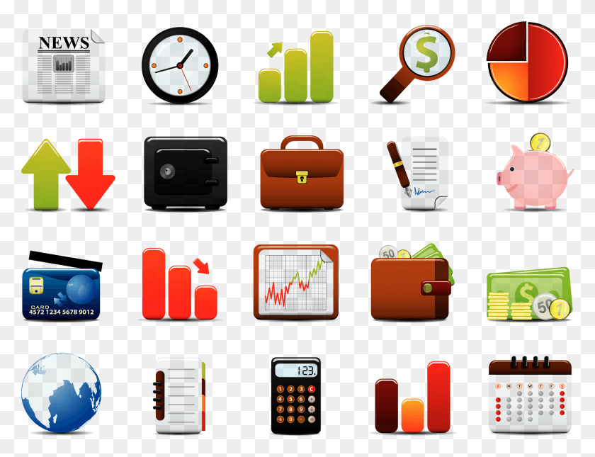 1600x1202 Bigstock Finance Icon Set Erp Icon Set, Bag, Briefcase, Mobile Phone HD PNG Download