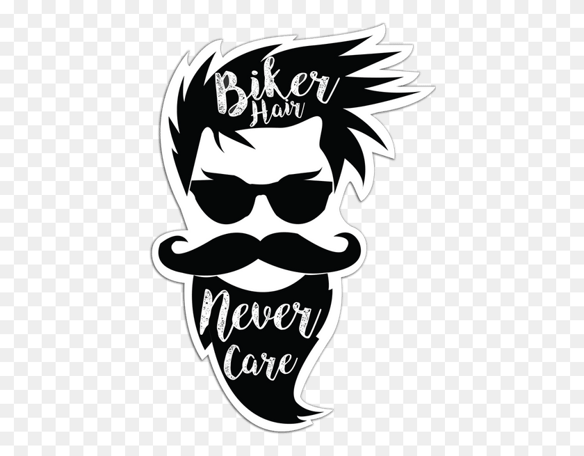 414x595 Biker Hair Never Care Sticker Biker Stickers, Label, Text, Stencil HD PNG Download