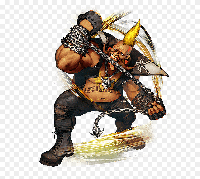 585x692 Biker Outfit Mohawk Chains And Large Protuding Belly Street Fighter Characters Birdie, Person, Human, Comics HD PNG Download