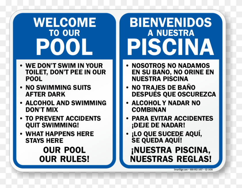 800x608 Bilingual Private Pool Area Rules Sign Bilingual Private Sign, Word, Text, Label HD PNG Download