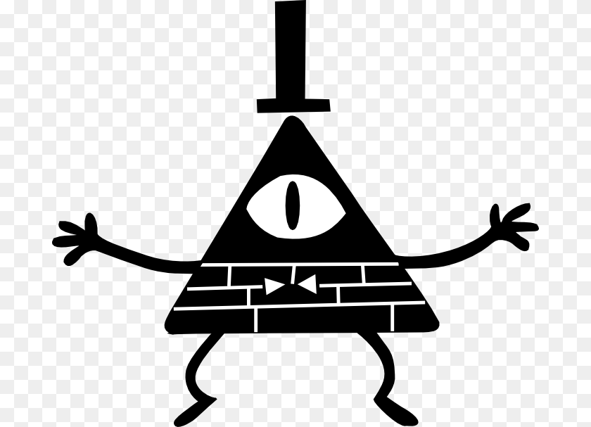 692x607 Bill Cipher Bill Cipher Roblox Tshirt, Stencil, Triangle, Silhouette, Symbol Sticker PNG