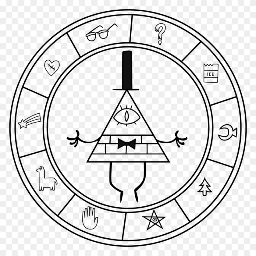 893x894 Bill Cipher Coloring Pages 2 By Joseph Bill Cipher Coloring Pages, Analog Clock, Clock, Wall Clock HD PNG Download