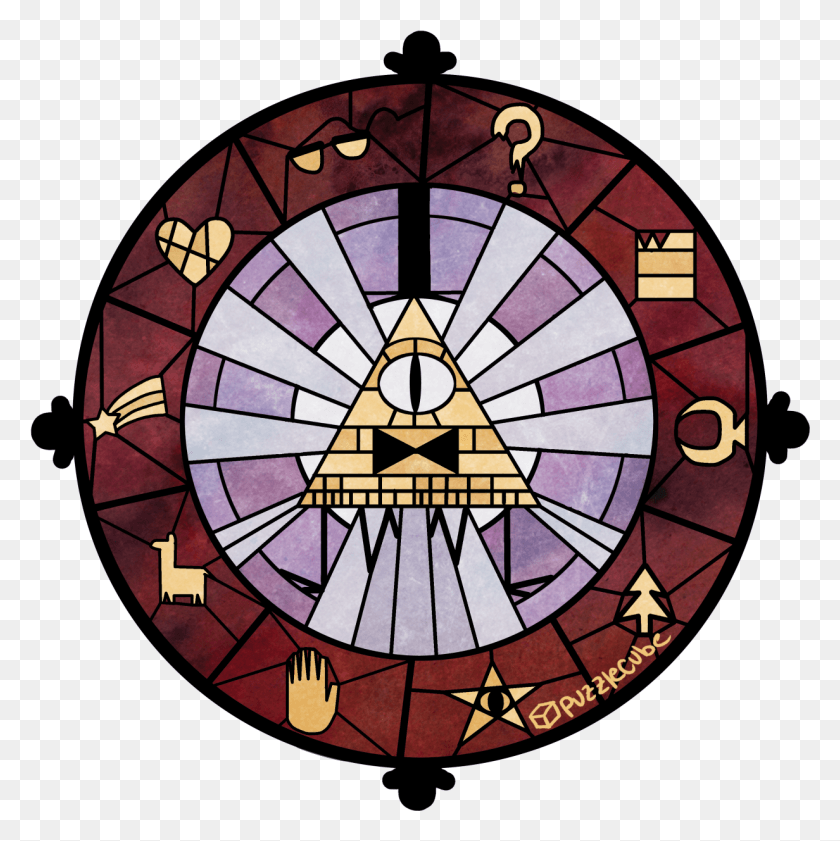 1232x1234 Bill Cipher Dipper Pines Gravity Falls Symbol, Stained Glass, Clock Tower HD PNG Download