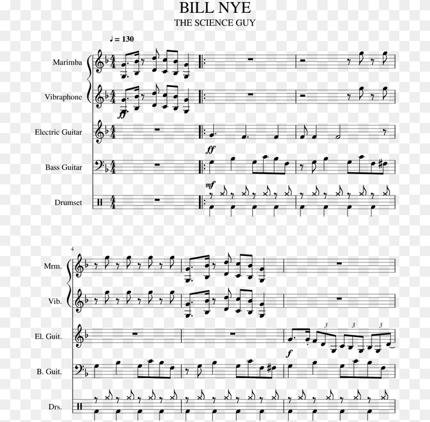 709x824 Bill Nye Sheet Music For Percussion Guitar Bass Download, Gray Sticker PNG
