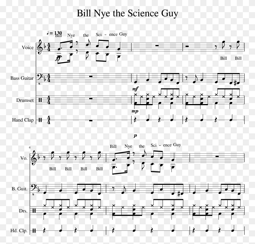 773x745 Bill Nye The Science Guy Sheet Music 1 Of 3 Pages Bill Nye Theme Song Piano, Gray, World Of Warcraft HD PNG Download