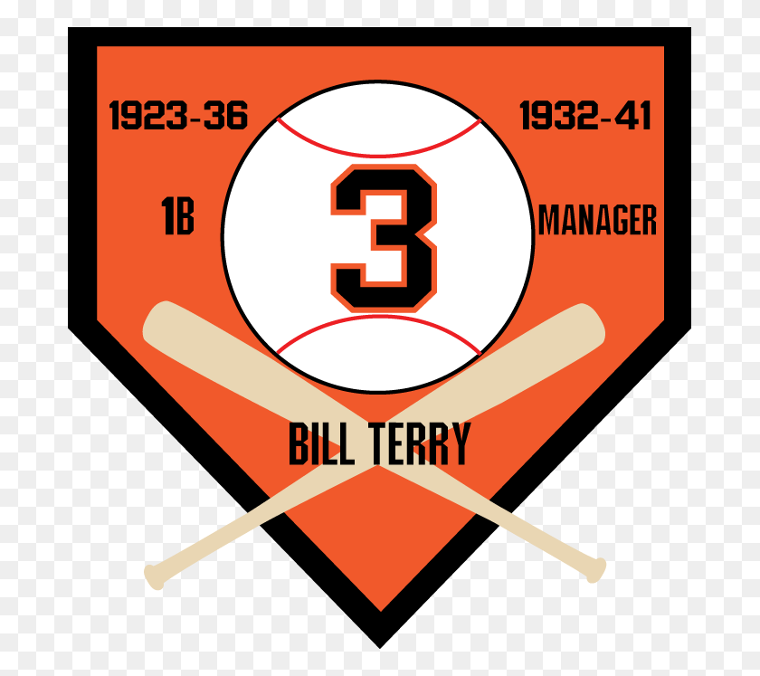 689x687 Bill Terry Hall Of Famer Sf Giants Número Mágico Jackie Robinson Sf Giants, Símbolo, Texto, Anuncio Hd Png