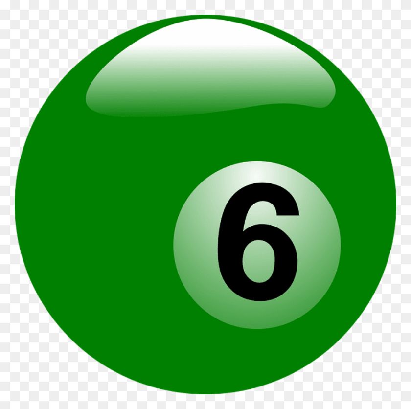 850x846 Billiard Ball 6, Green, Number, Symbol HD PNG Download