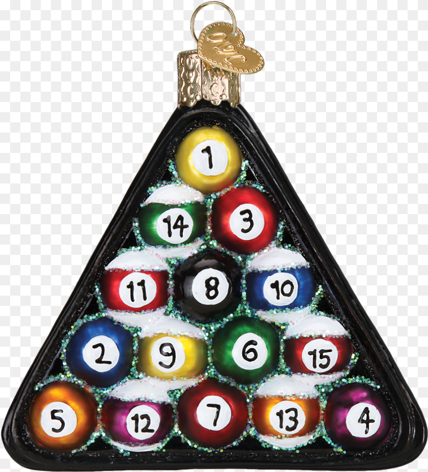 847x934 Billiard Ball Ornament By Old World Christmas Billiard Christmas Ornament, Triangle, Accessories, Text PNG