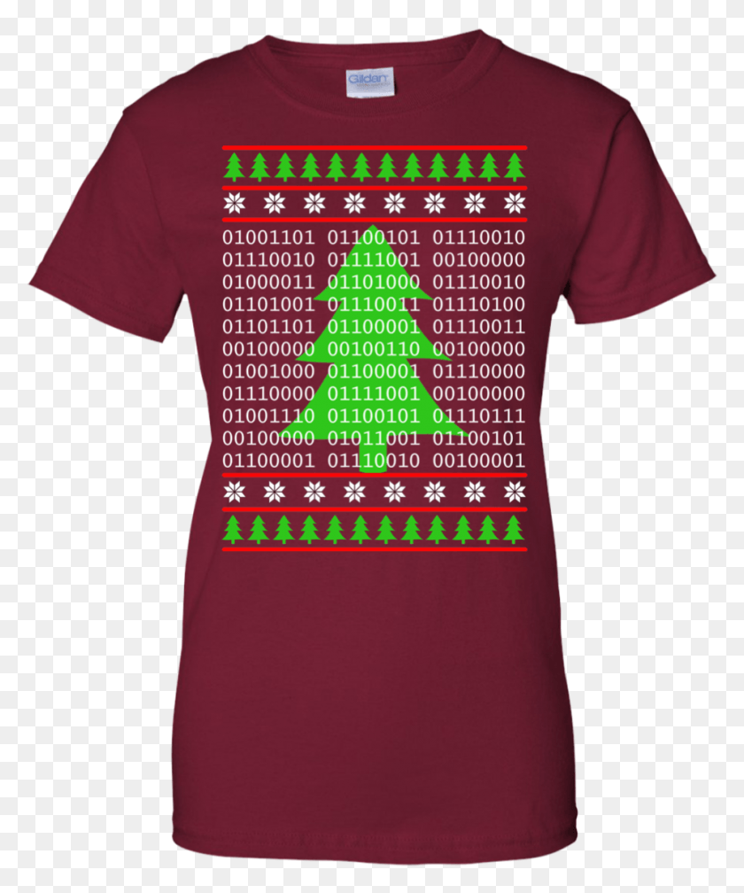 942x1146 Binary Merry Christmas Amp Happy New Year Ladies 100 T Shirt, Clothing, Apparel, T-shirt HD PNG Download