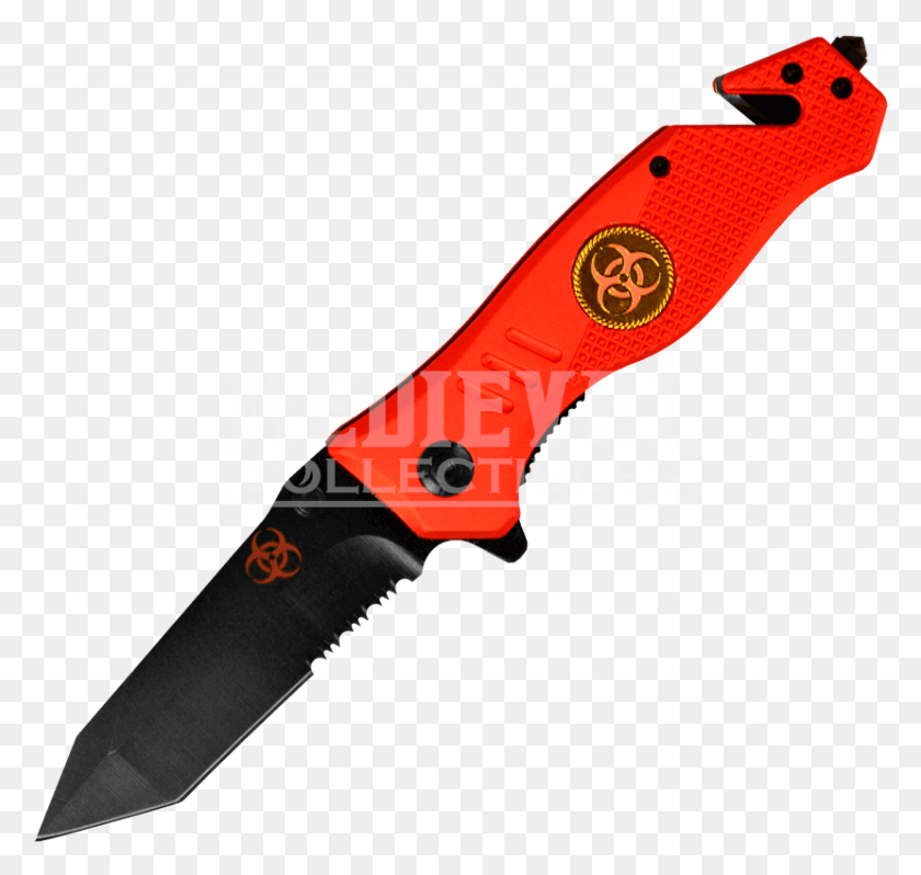 829x785 Biohazard Folding Tanto Pocket Knife Knife, Weapon, Weaponry, Blade HD PNG Download