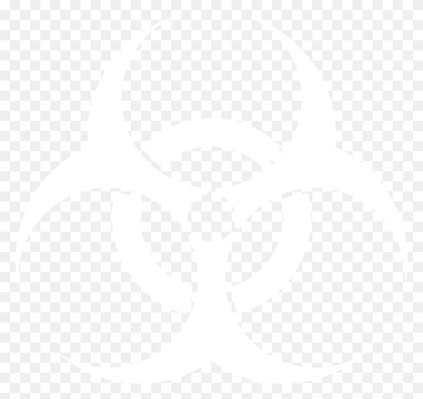2049x1923 Biohazard Logo Black And White Johns Hopkins Logo White, Symbol, Trademark, Stencil HD PNG Download