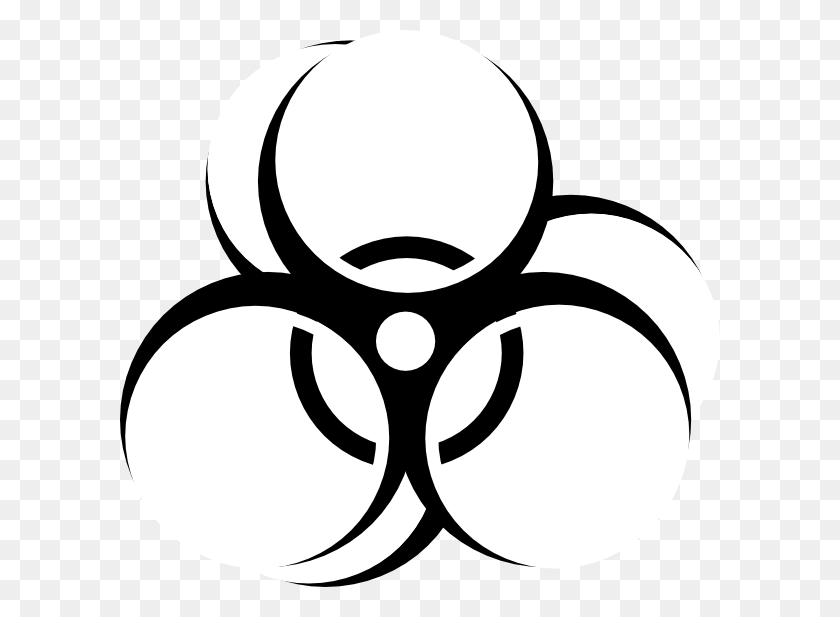 600x557 Png Символ Биологической Опасности Символ Биологической Опасности Черный И Белый, Трафарет, Логотип, Товарный Знак Png Скачать
